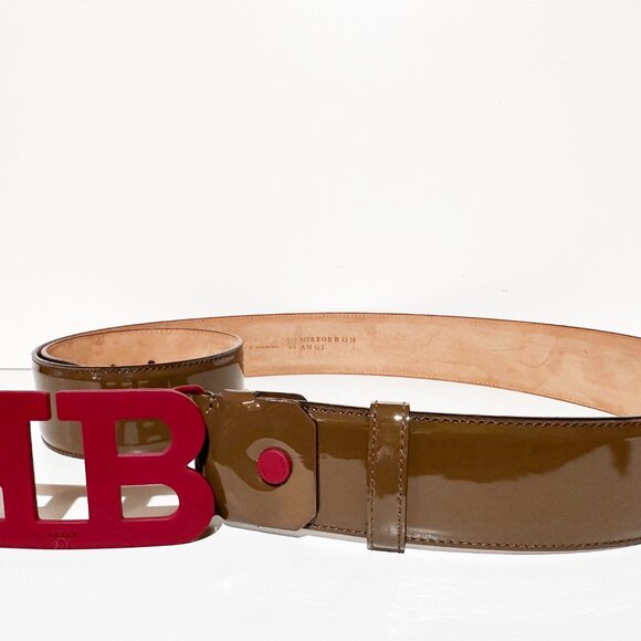 Bally Mirror B45M Belt – Red Logo Buckle - Picture 3 of 8